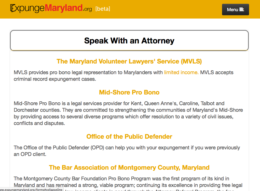 Free Legal Help - Maryland Volunteer Lawyers Service